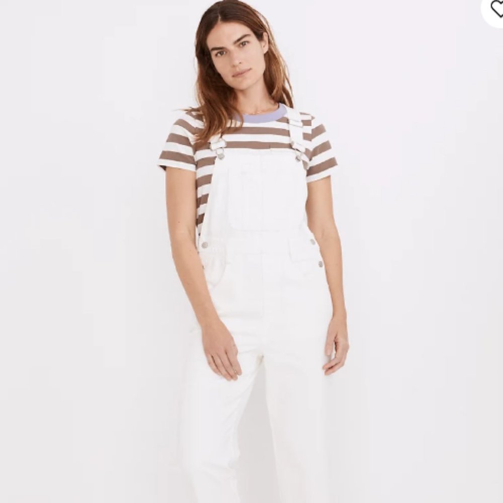 Madewell Tall Straight-Leg Overalls in Tile White Size Tall Large